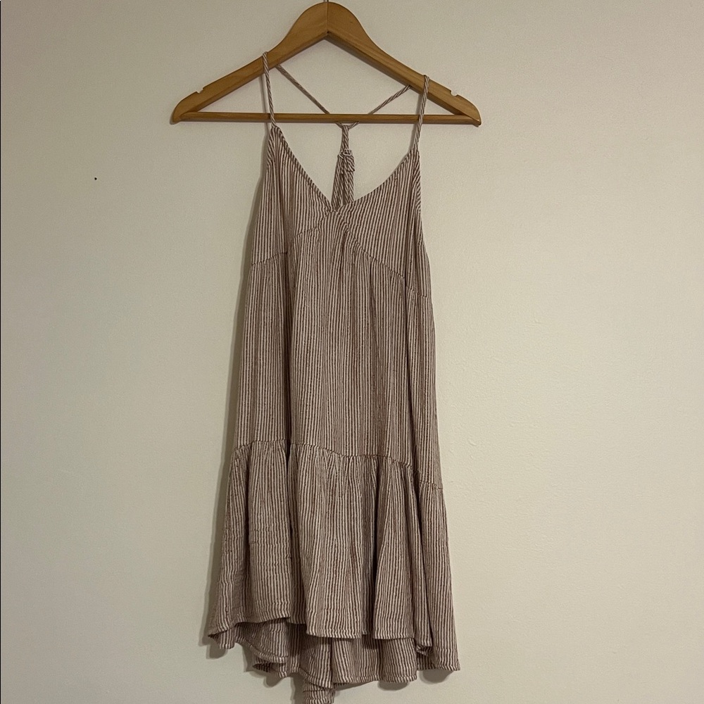 Striped Tan Mini Dress